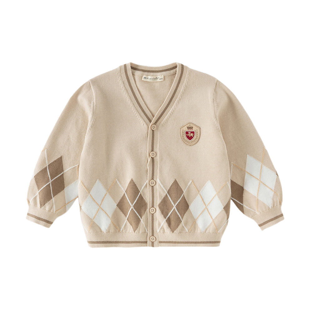 Dave&Bella Toddler Boys Casual Apricot Soft Pure Cotton Sweater Cardigans
