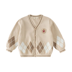 Dave&Bella Toddler Boys Casual Apricot Soft Pure Cotton Sweater Cardigans