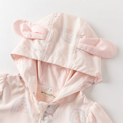 Dave&Bella Toddler Girls Cute Pink Rabbit Outwear Long Sleeve Hooded Mesh Jackets