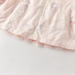 Dave&Bella Toddler Girls Cute Pink Rabbit Outwear Long Sleeve Hooded Mesh Jackets