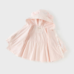 Dave&Bella Toddler Girls Cute Pink Rabbit Outwear Long Sleeve Hooded Mesh Jackets