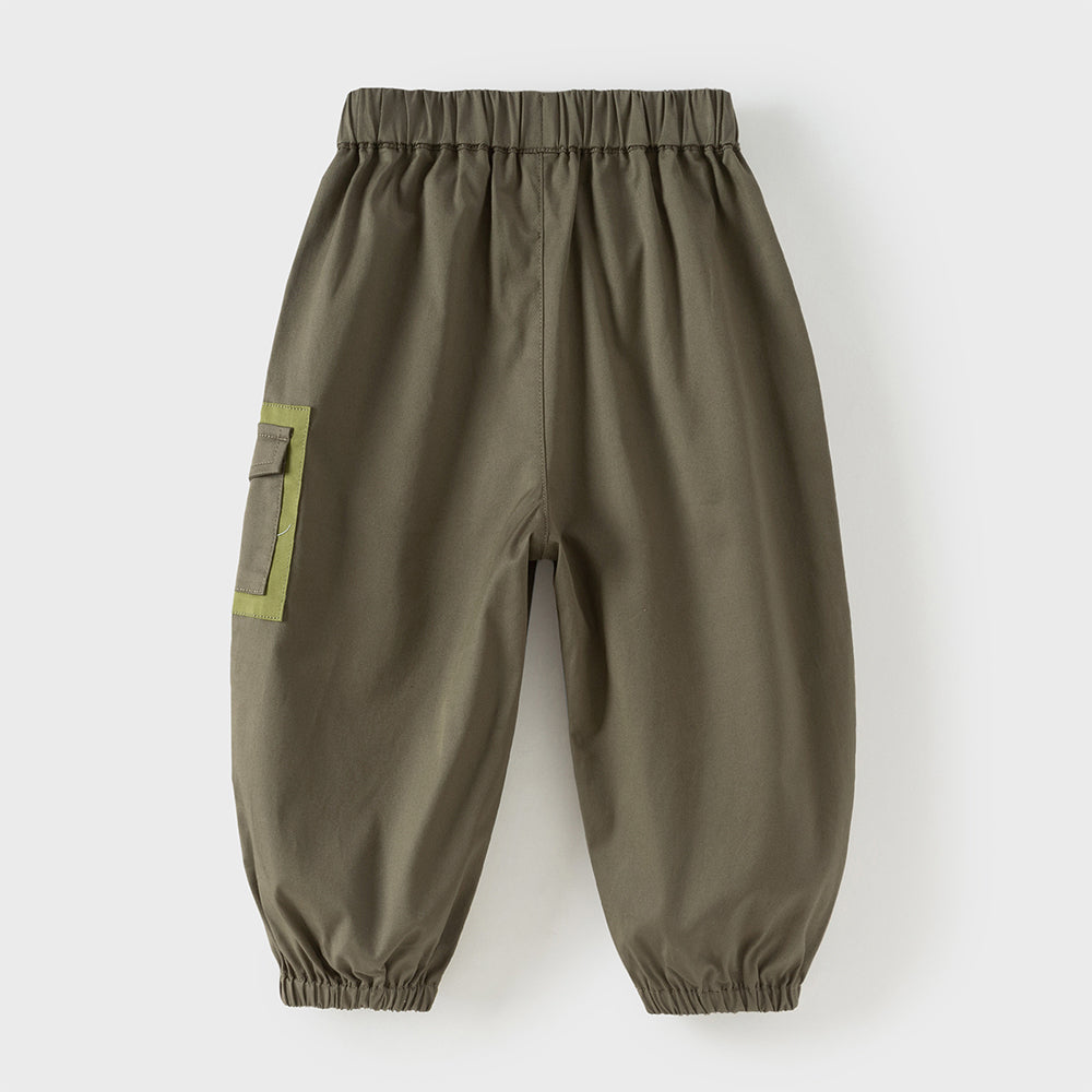 Dave&Bella Toddler Boys Army Green Cotton Casual Loose Pants