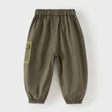 Dave&Bella Toddler Boys Army Green Cotton Casual Loose Pants