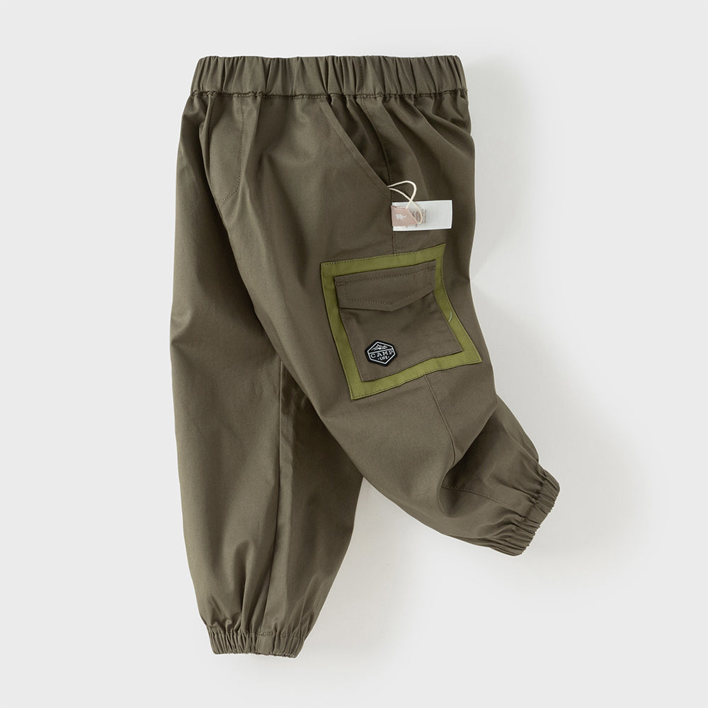 Dave&Bella Toddler Boys Army Green Cotton Casual Loose Pants
