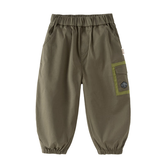 Dave&Bella Toddler Boys Army Green Cotton Casual Loose Pants