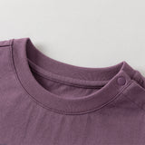 Dave&Bella Toddler Boys Purple/Beige Long Sleeve Breathable Cotton T-shirt Tops