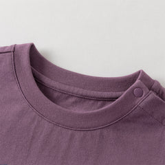 Dave&Bella Toddler Boys Purple/Beige Long Sleeve Breathable Cotton T-shirt Tops