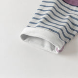 Dave&Bella Toddler Boys Purple/Beige Long Sleeve Breathable Cotton T-shirt Tops