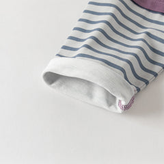 Dave&Bella Toddler Boys Purple/Beige Long Sleeve Breathable Cotton T-shirt Tops