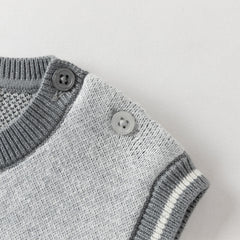 Dave&Bella Toddler Boys Cute Panda Grey Sleeveless Cotton Sweater Tank Tops