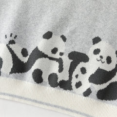 Dave&Bella Toddler Boys Cute Panda Grey Sleeveless Cotton Sweater Tank Tops