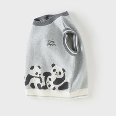 Dave&Bella Toddler Boys Cute Panda Grey Sleeveless Cotton Sweater Tank Tops