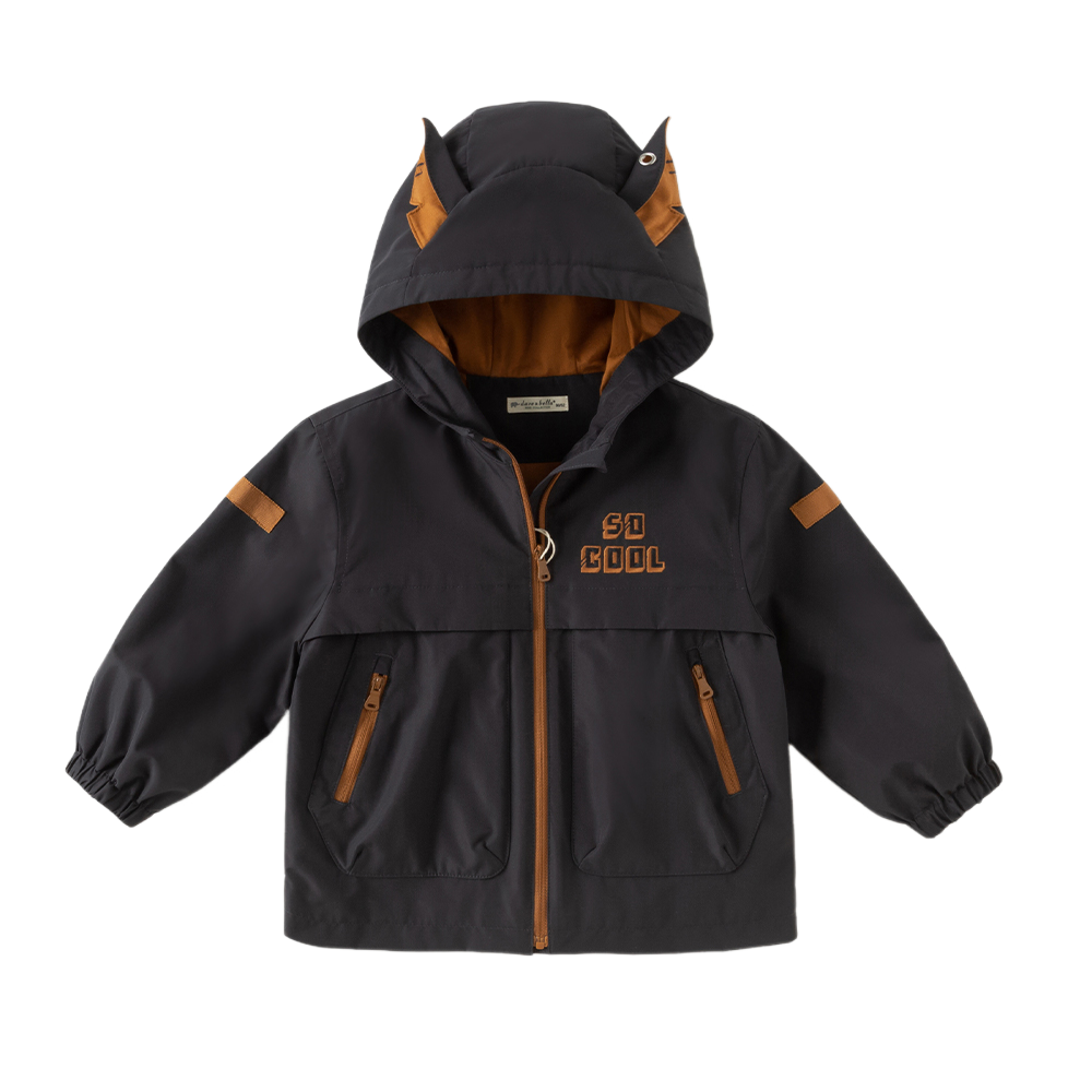 Dave&Bella Toddler Boys/Girls Balck/Purple Waterproof Hooded Fleece Outdoor Jackets