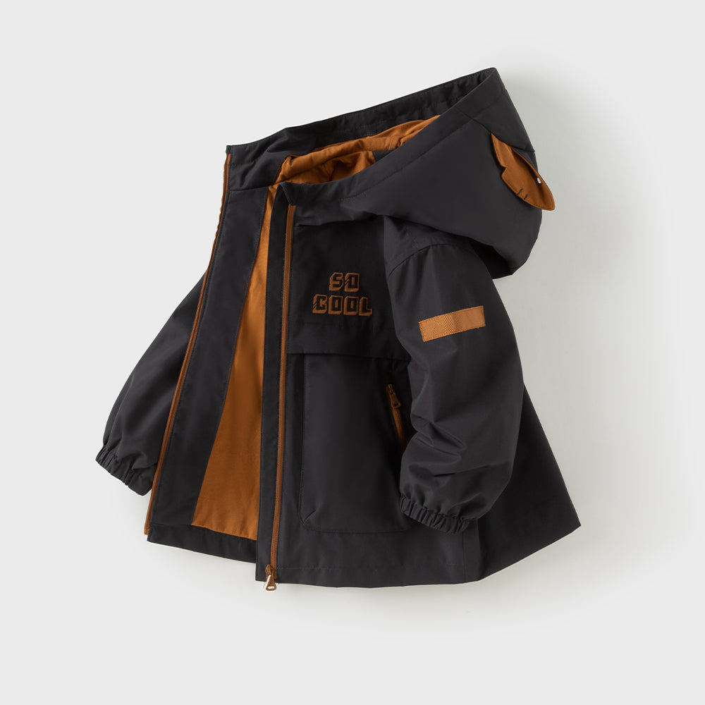 Dave&Bella Toddler Boys/Girls Balck/Purple Waterproof Hooded Fleece Outdoor Jackets