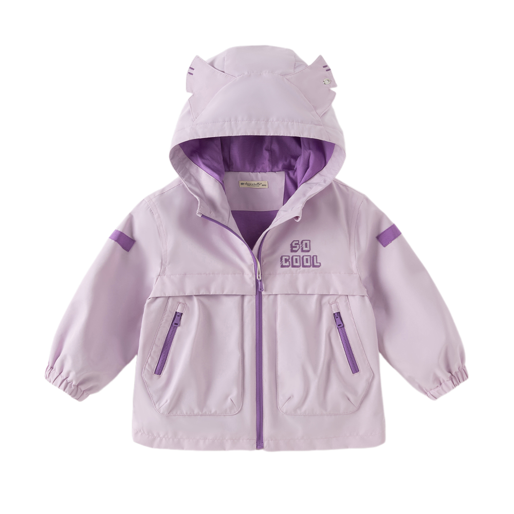Dave&Bella Toddler Boys/Girls Balck/Purple Waterproof Hooded Fleece Outdoor Jackets