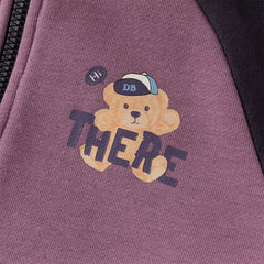 Dave&Bella Toddler Boys Purple Playful Bear Print Turtle Long Sleeve Top Pant Suits