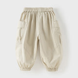 Dave&Bella Toddler Boys Versatile Khaki/Grey Adjustable Loose Pants