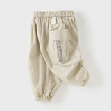 Dave&Bella Toddler Boys Versatile Khaki/Grey Adjustable Loose Pants