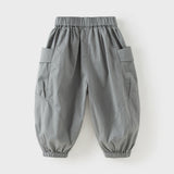 Dave&Bella Toddler Boys Versatile Khaki/Grey Adjustable Loose Pants