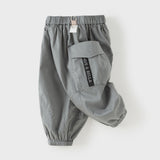 Dave&Bella Toddler Boys Versatile Khaki/Grey Adjustable Loose Pants