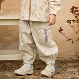 Dave&Bella Toddler Boys Versatile Khaki/Grey Adjustable Loose Pants