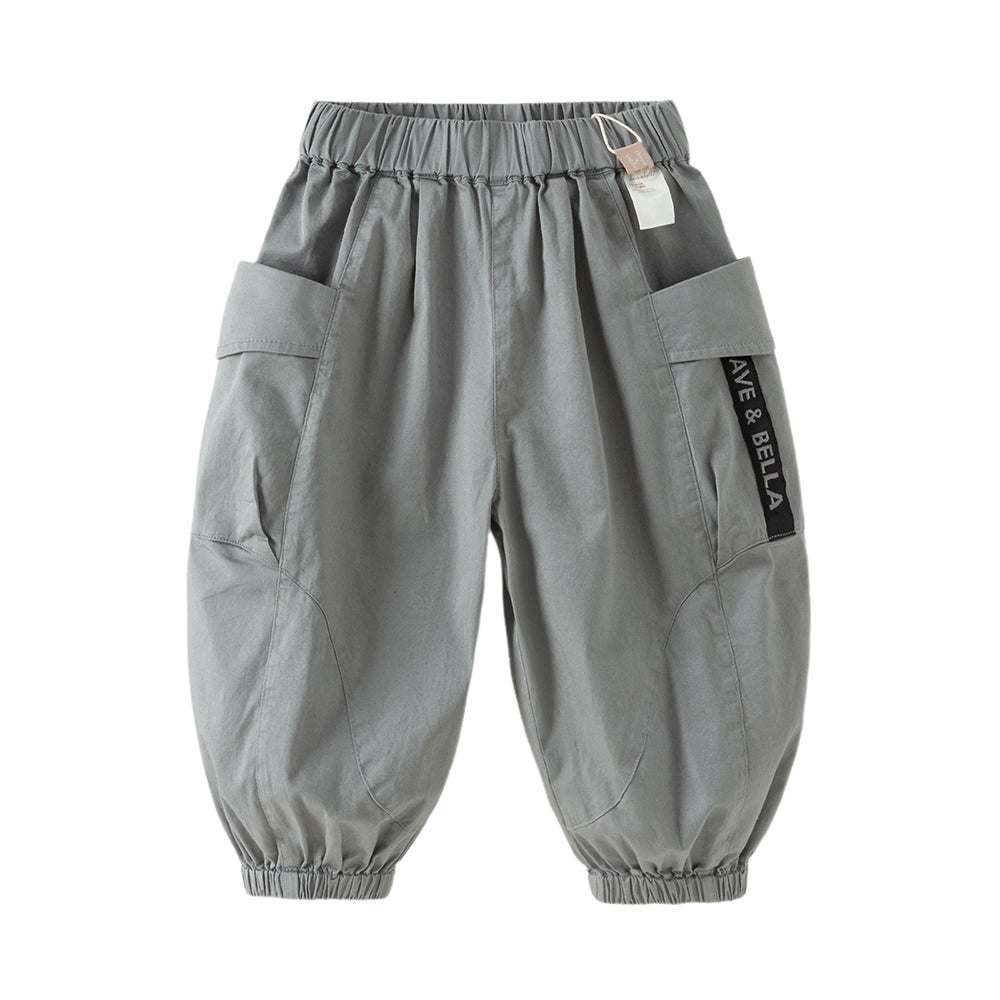 Dave&Bella Toddler Boys Versatile Khaki/Grey Adjustable Loose Pants