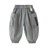 Dave&Bella Toddler Boys Versatile Khaki/Grey Adjustable Loose Pants