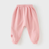 Dave&Bella Toddler Girls Peach Pink/ Light Grey Soft Loose Drawstring Pants