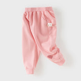 Dave&Bella Toddler Girls Peach Pink/ Light Grey Soft Loose Drawstring Pants