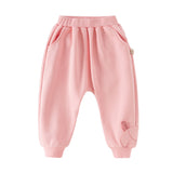Dave&Bella Toddler Girls Peach Pink/ Light Grey Soft Loose Drawstring Pants
