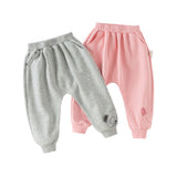 Dave&Bella Toddler Girls Peach Pink/ Light Grey Soft Loose Drawstring Pants