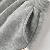Dave&Bella Toddler Girls Peach Pink/ Light Grey Soft Loose Drawstring Pants