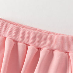 Dave&Bella Toddler Girls Peach Pink/ Light Grey Soft Loose Drawstring Pants
