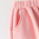 Dave&Bella Toddler Girls Peach Pink/ Light Grey Soft Loose Drawstring Pants