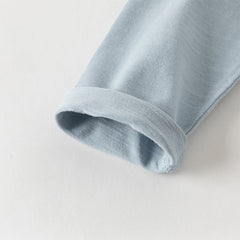 Dave&Bella Toddler Boys Blue/White Classic Round Collar Long Sleeve Cotton T-shirts