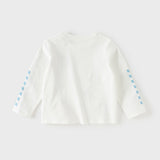 Dave&Bella Toddler Boys Blue/White Classic Round Collar Long Sleeve Cotton T-shirts