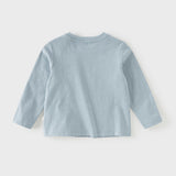 Dave&Bella Toddler Boys Blue/White Classic Round Collar Long Sleeve Cotton T-shirts