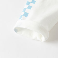 Dave&Bella Toddler Boys Blue/White Classic Round Collar Long Sleeve Cotton T-shirts