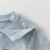 Dave&Bella Toddler Boys Blue/White Classic Round Collar Long Sleeve Cotton T-shirts