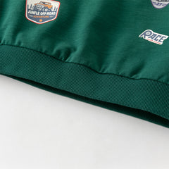 Dave&Bella Toddler Boys Green Soft  Round Collar Long Sleeve Top Pants Suits