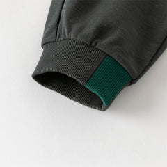 Dave&Bella Toddler Boys Green Soft  Round Collar Long Sleeve Top Pants Suits