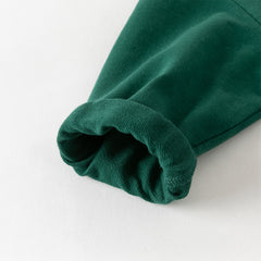 Dave&Bella Toddler Boys Green Soft  Round Collar Long Sleeve Top Pants Suits