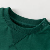 Dave&Bella Toddler Boys Green Soft Round Collar Long Sleeve Top Pants Suits