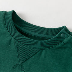 Dave&Bella Toddler Boys Green Soft  Round Collar Long Sleeve Top Pants Suits