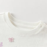 Dave&Bella Toddler Girls Cute White Round Collar Long Sleeve Cotton T-shirt Tops