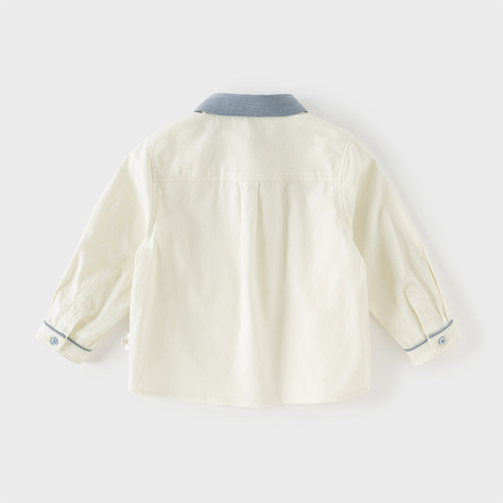 Dave&Bella Toddler Boys Casual Beige Soft Cotton College-style Shirts
