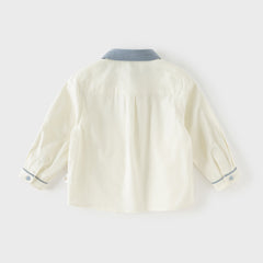 Dave&Bella Toddler Boys Casual Beige Soft Cotton College-style Shirts