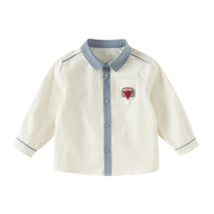 Dave&Bella Toddler Boys Casual Beige Soft Cotton College-style Shirts