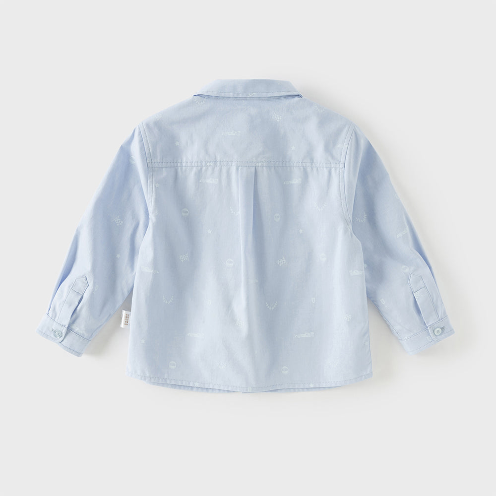 Dave&Bella Toddler Boys Light Blue Lightweight Cotton Formal Shirt Tops