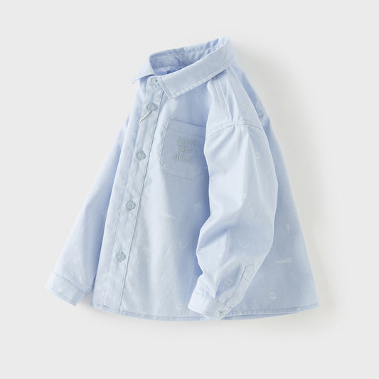 Dave&Bella Toddler Boys Light Blue Lightweight Cotton Formal Shirt Tops